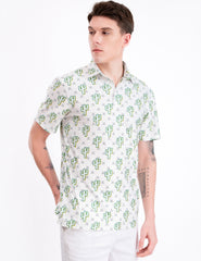 White Cactus Funny Golf Polo Shirt for Men