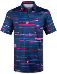Blue Neon Line Golf Polo Shirt for Men