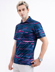 Blue Neon Line Golf Polo Shirt for Men