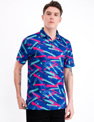 Blue Paint Smear Golf Polo Shirt for Men