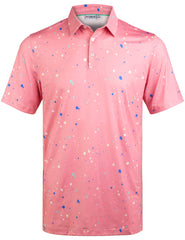 Pink Paint Flakes Golf Polo Shirt for Men