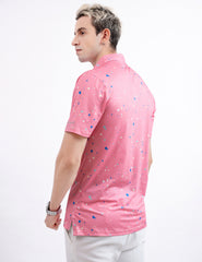 Pink Paint Flakes Golf Polo Shirt for Men