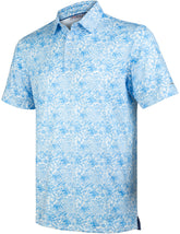 White Paisley Tropical Golf Polo Shirt for Men
