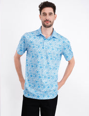 White Paisley Tropical Golf Polo Shirt for Men