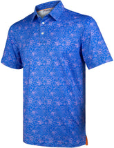 Blue Paisley Tropical Golf Polo Shirt for Men