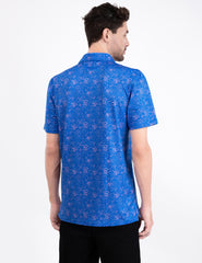 Blue Paisley Tropical Golf Polo Shirt for Men