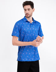 Blue Paisley Tropical Golf Polo Shirt for Men