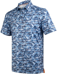 Camoflauge Shark Wave Golf Polo Shirt for Men
