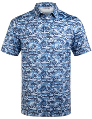 Camoflauge Shark Wave Golf Polo Shirt for Men