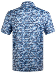 Camoflauge Shark Wave Golf Polo Shirt for Men