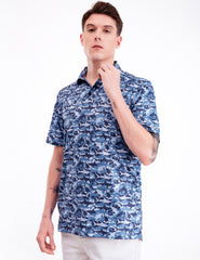 Camoflauge Shark Wave Golf Polo Shirt for Men