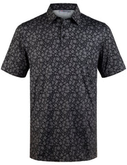 Black Floral Tropical Golf Polo Shirt for Men