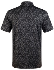 Black Floral Tropical Golf Polo Shirt for Men