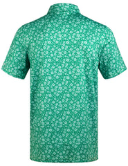 Green Floral Tropical Golf Polo Shirt for Men