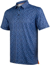 Navy Floral Tropical Golf Polo Shirt for Men