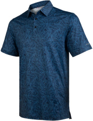 Navy Tropical Leaf Golf Polo Shirt for Men