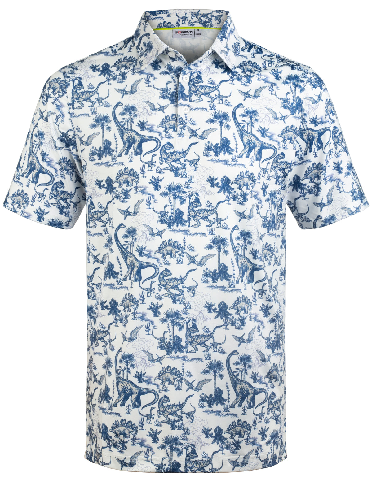 Dinosaur Jurassic Tropical Leaf Golf Polo Shirt for Men
