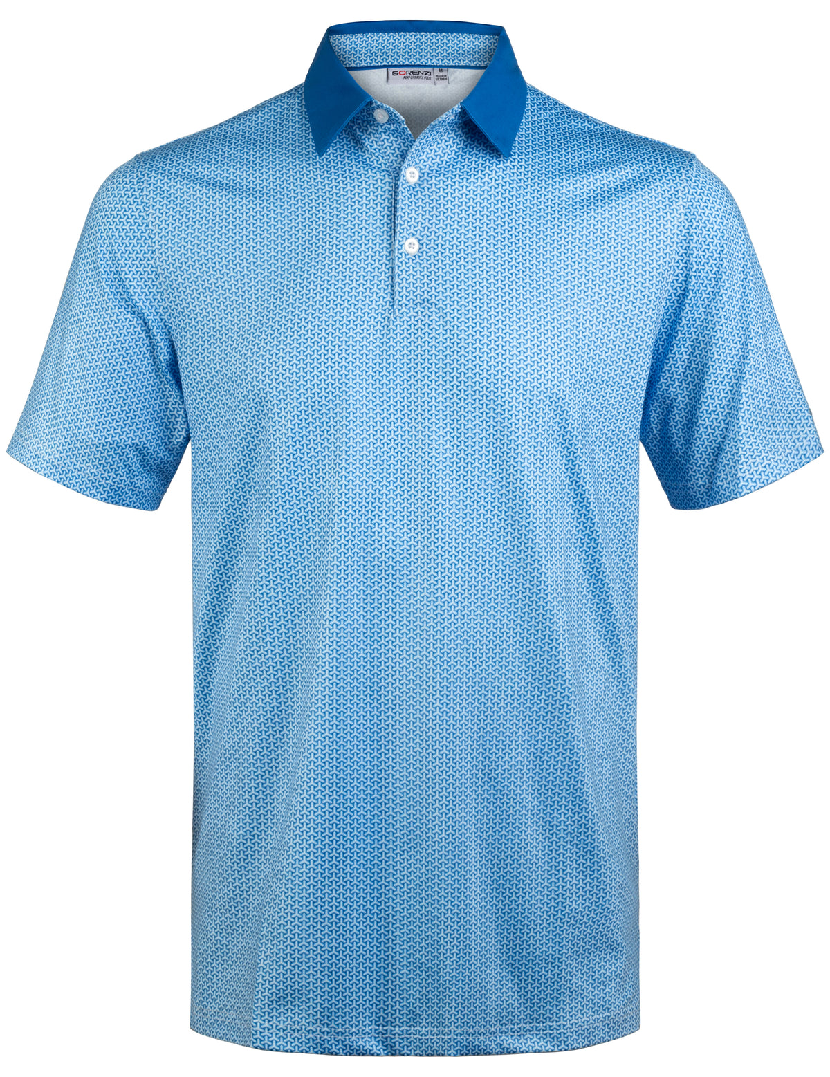 Blue Geometric Golf Polo Shirt for Men