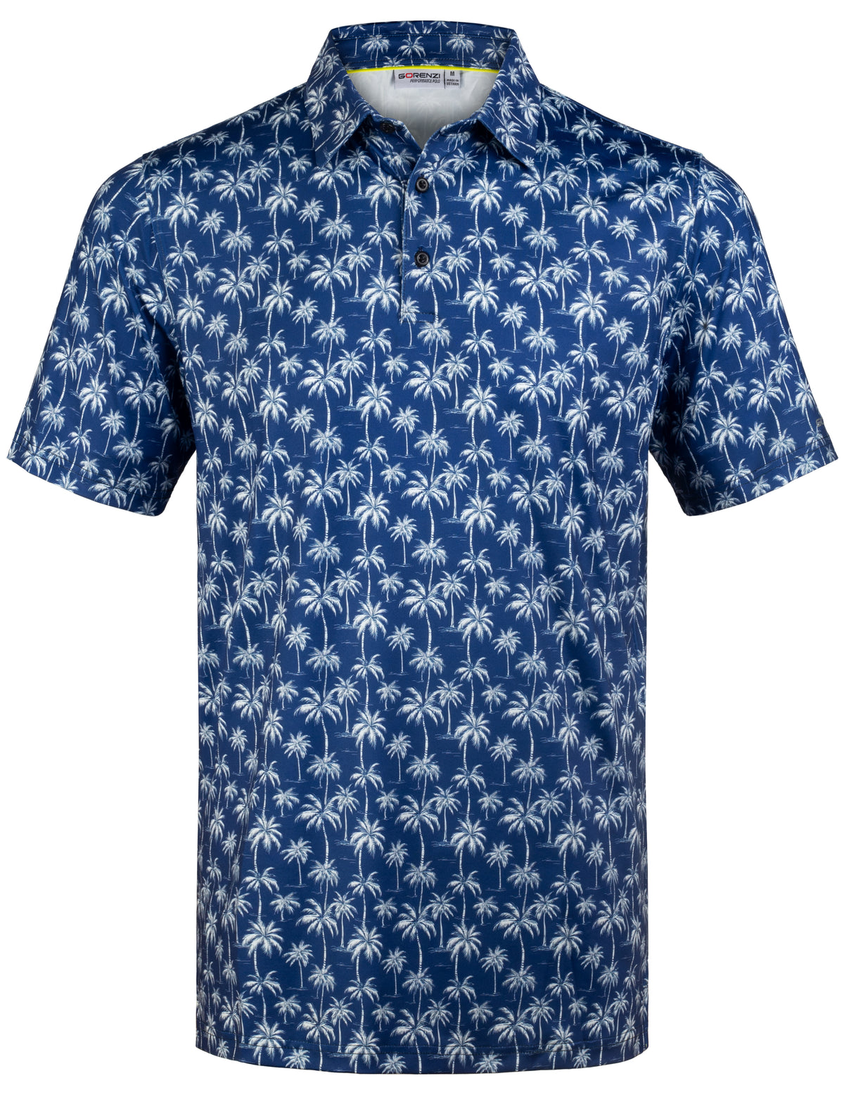 Navy Tropical Coconut Palm Tree Golf Polo Shirt for Men