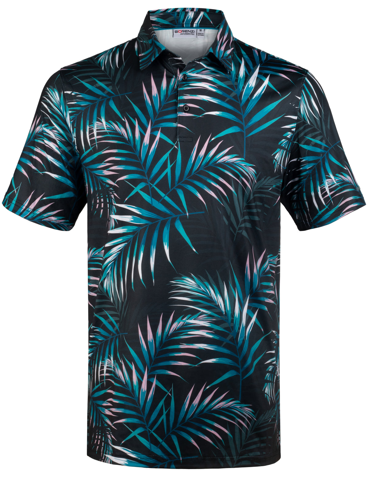 Dark Green Tropical Leaf Golf Polo Shirt for Men