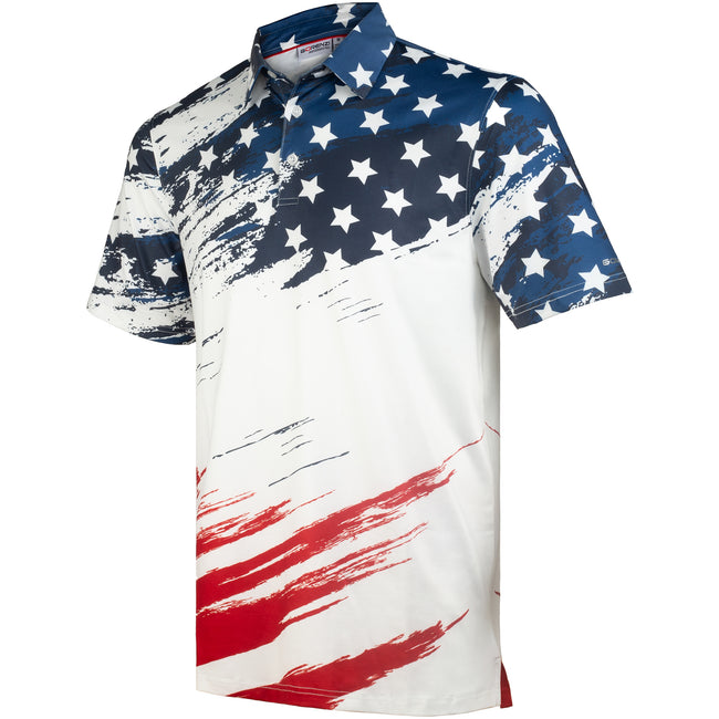 Patriotic USA Flag Golf Polo Shirt for Men Hover Image