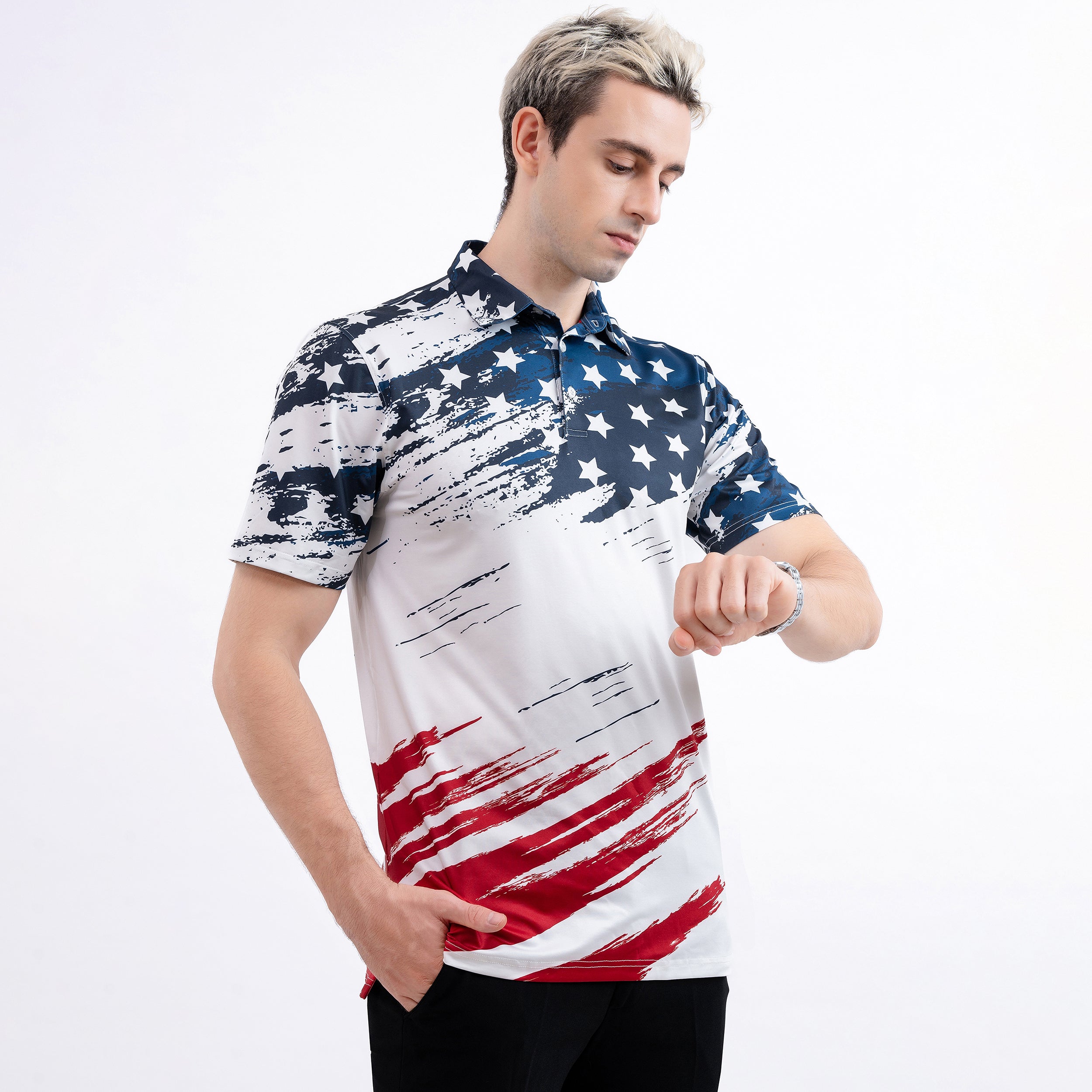 American Brushstroke Men’s Performance Golf Polo