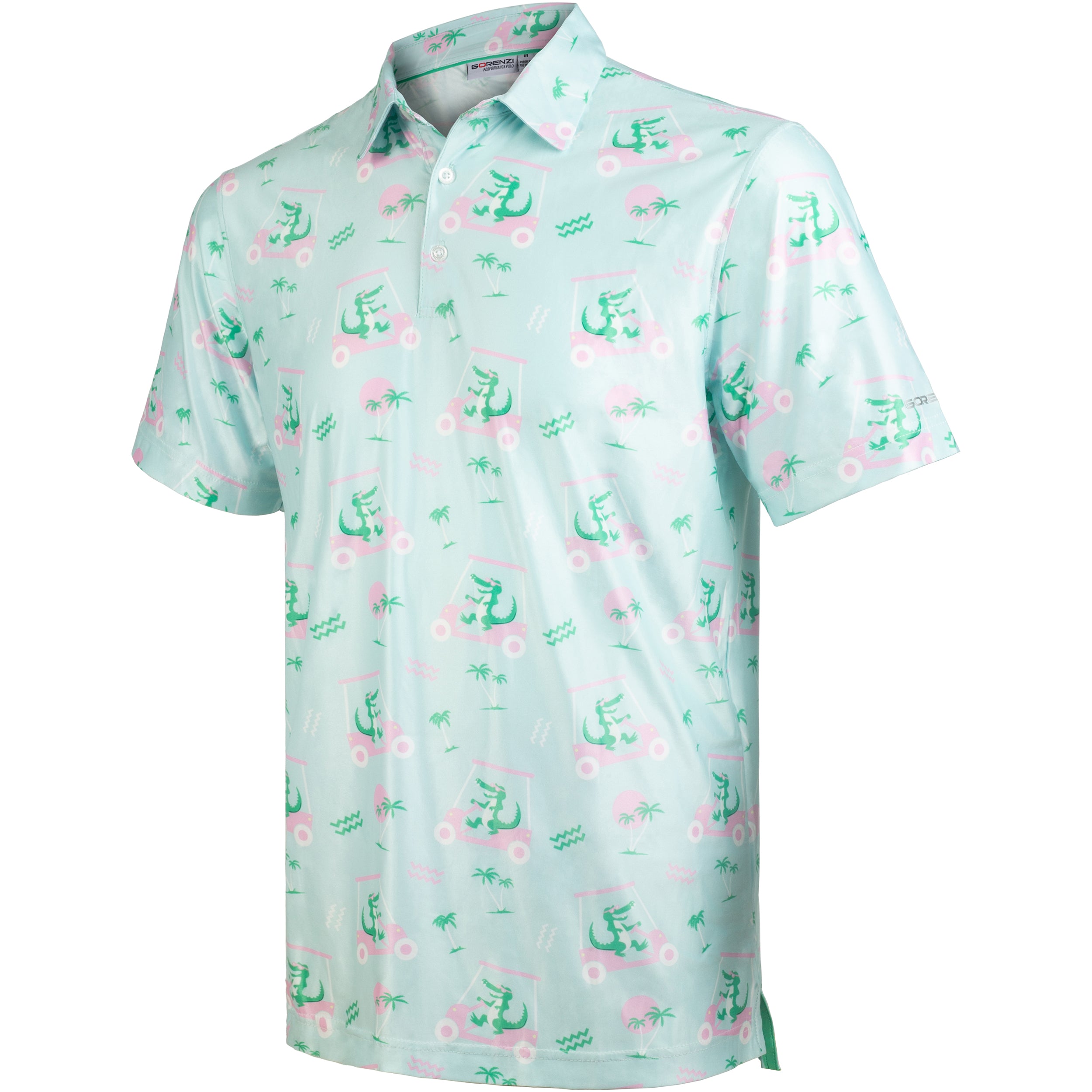 Crocodile Tropical Coconut Tree Golf Polo Shirt for Men