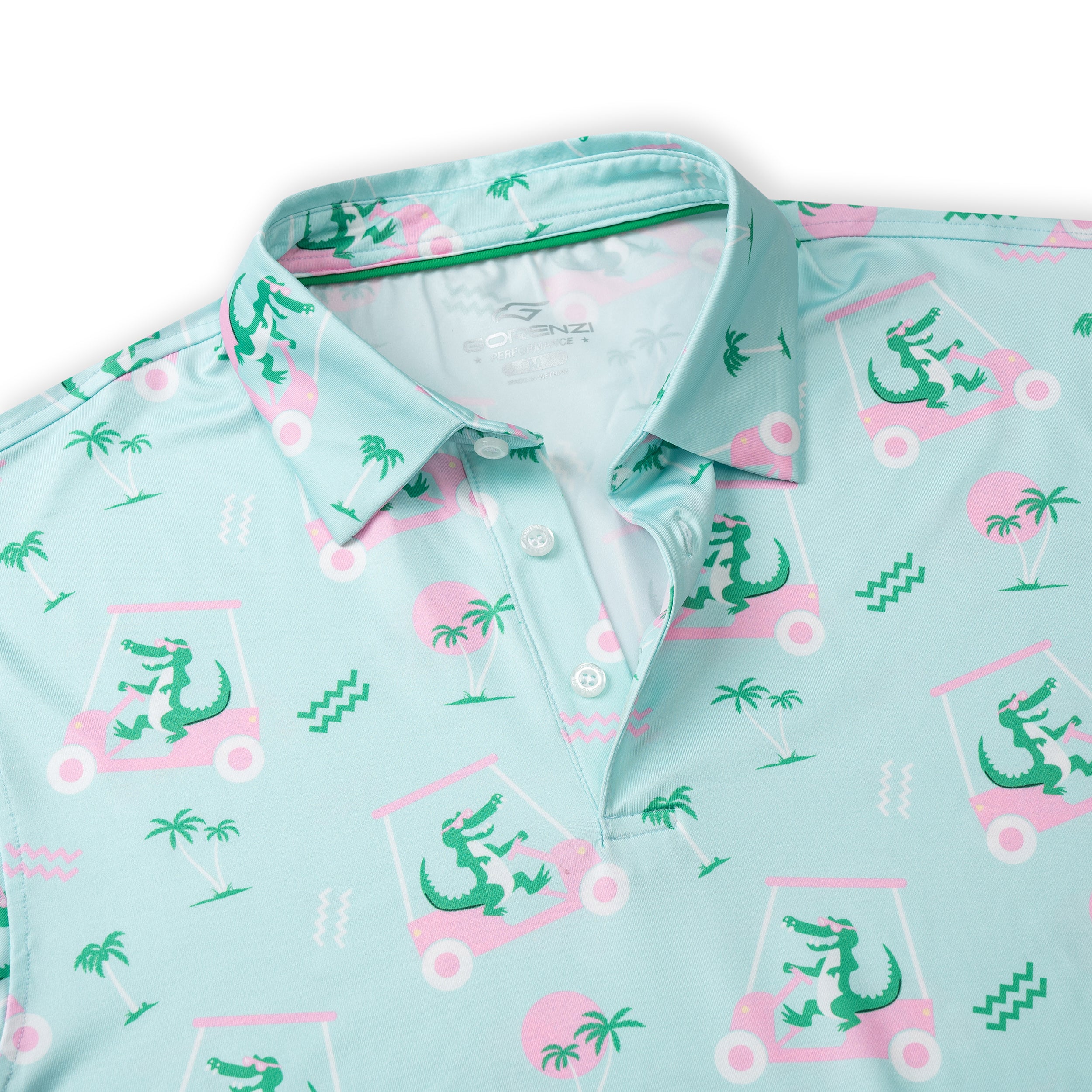 Crocodile Tropical Coconut Tree Golf Polo Shirt for Men