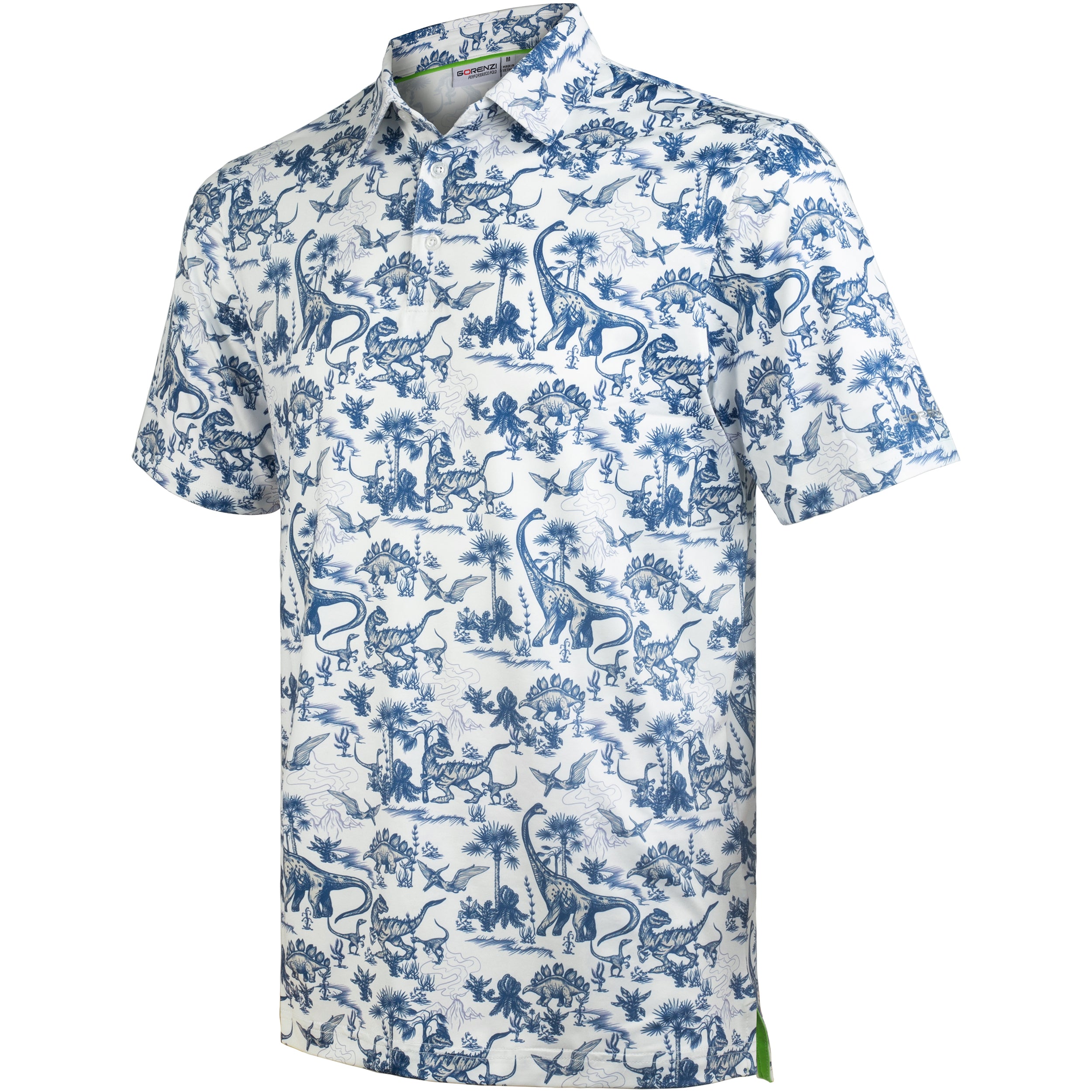 Dinosaur Jurassic Tropical Leaf Golf Polo Shirt for Men