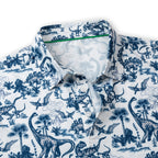Dinosaur Jurassic Tropical Leaf Golf Polo Shirt for Men