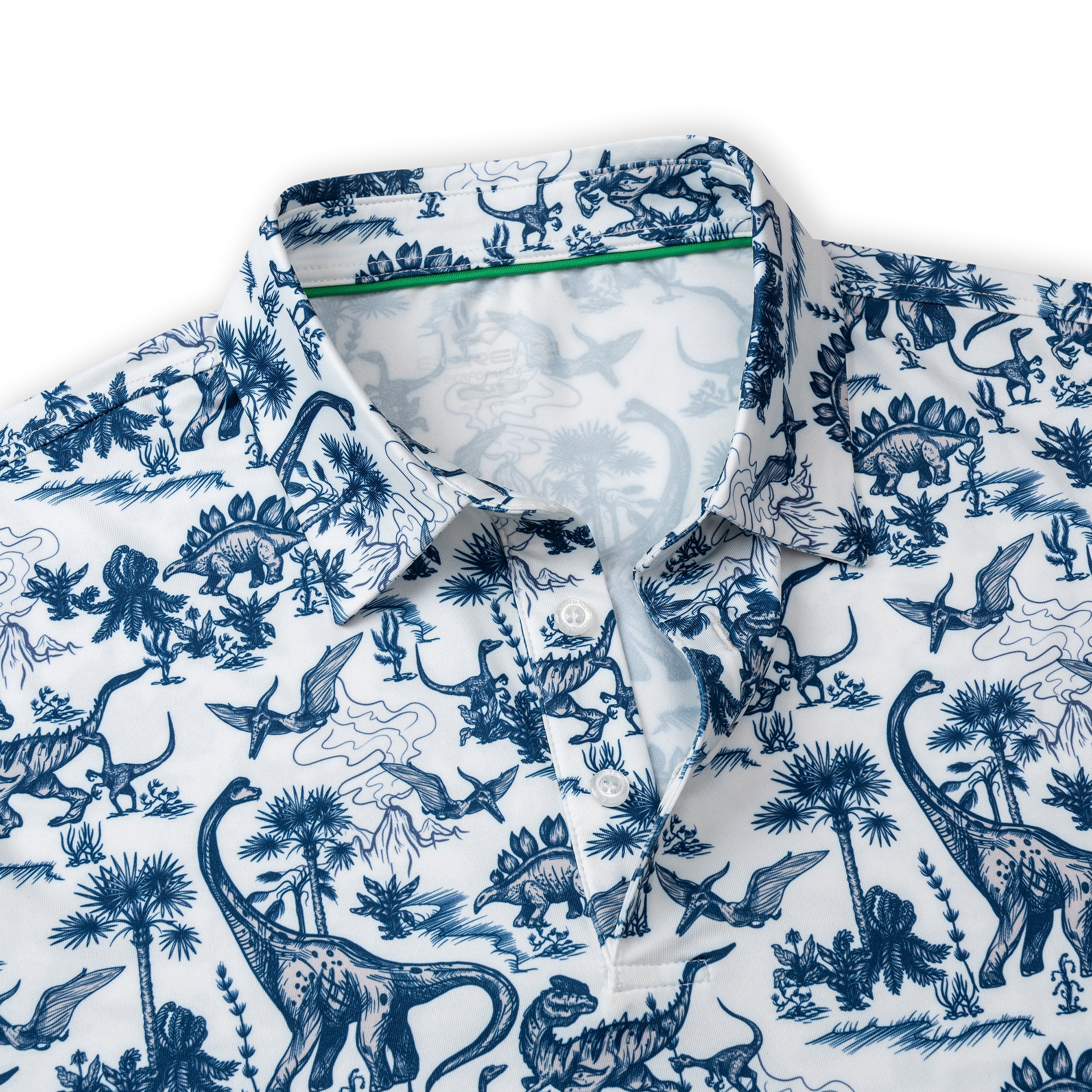 Dinosaur Jurassic Tropical Leaf Golf Polo Shirt for Men