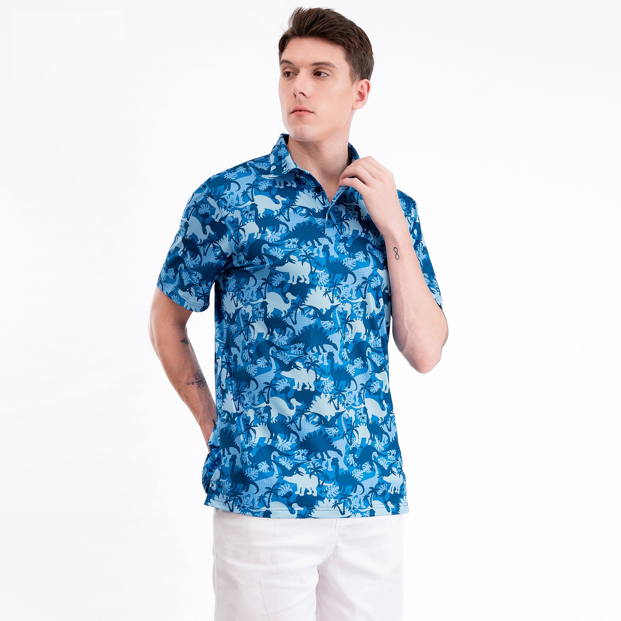 Blue Dinosaur Men’s Performance Golf Polo