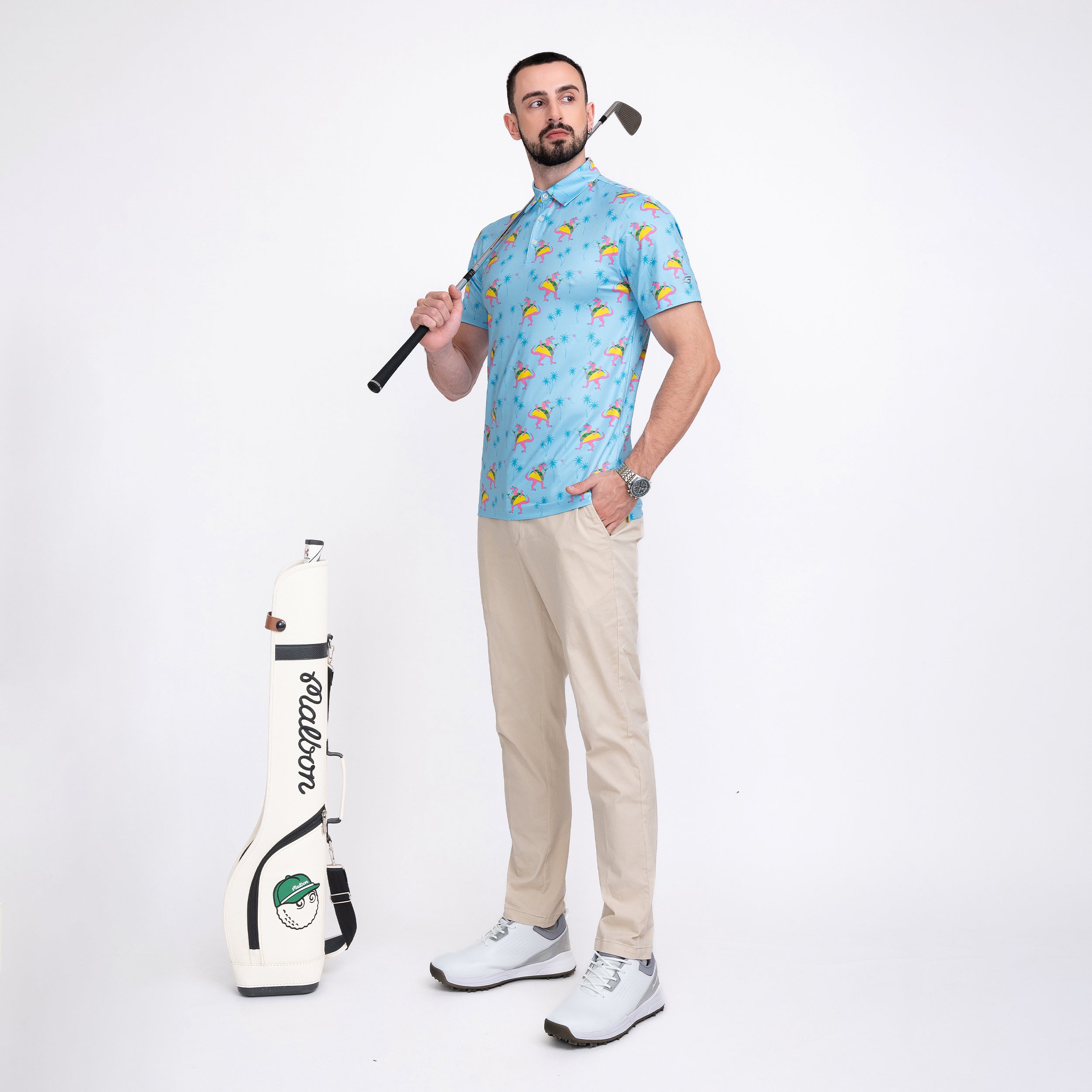 Tropical Dino Men’s Performance Golf Polo