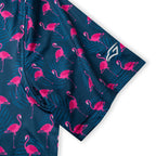 Navy Flamingo Tropical Leaf Golf Polo Shirt for Men