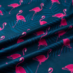 Navy Flamingo Tropical Leaf Golf Polo Shirt for Men