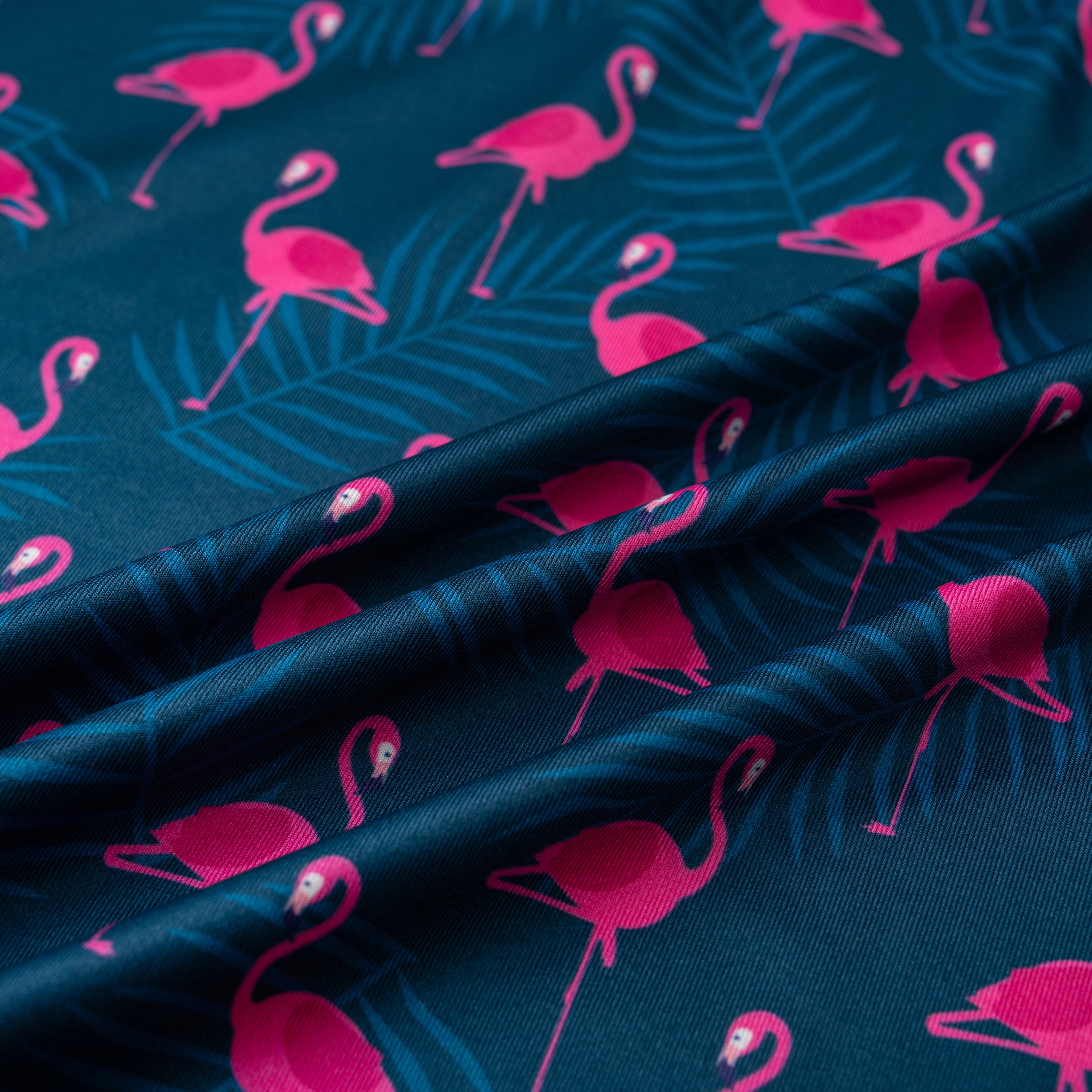 Navy Flamingo Tropical Leaf Golf Polo Shirt for Men