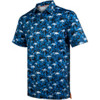 Navy Flamingo Tropical Coconut Tree Golf Polo Shirt for Men