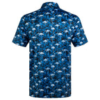 Navy Flamingo Tropical Coconut Tree Golf Polo Shirt for Men