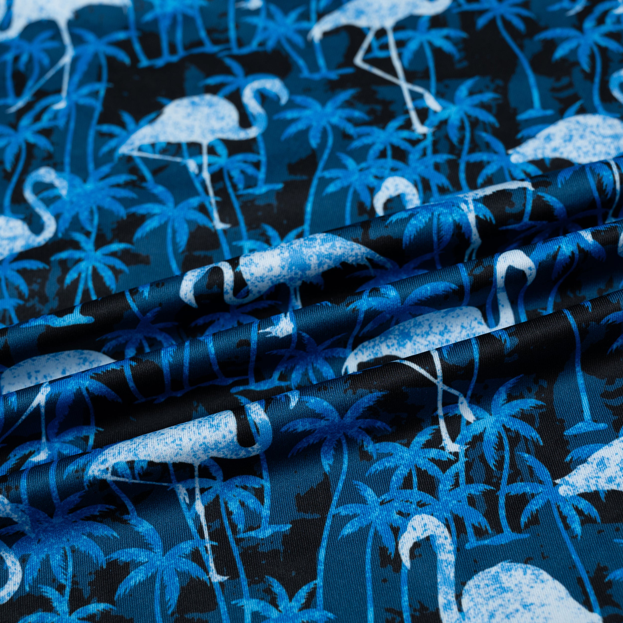 Navy Flamingo Tropical Coconut Tree Golf Polo Shirt for Men