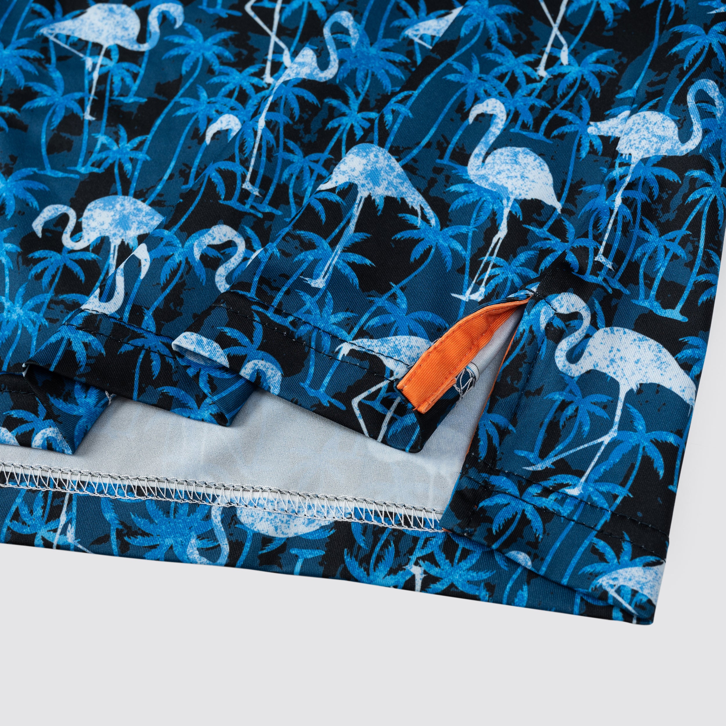 Navy Flamingo Tropical Coconut Tree Golf Polo Shirt for Men