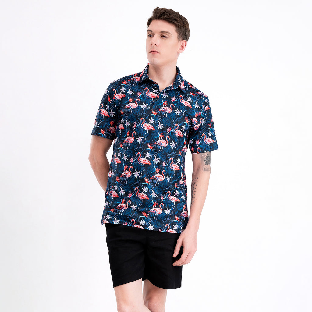 Coral Flamingo Men’s Performance Golf Polo
