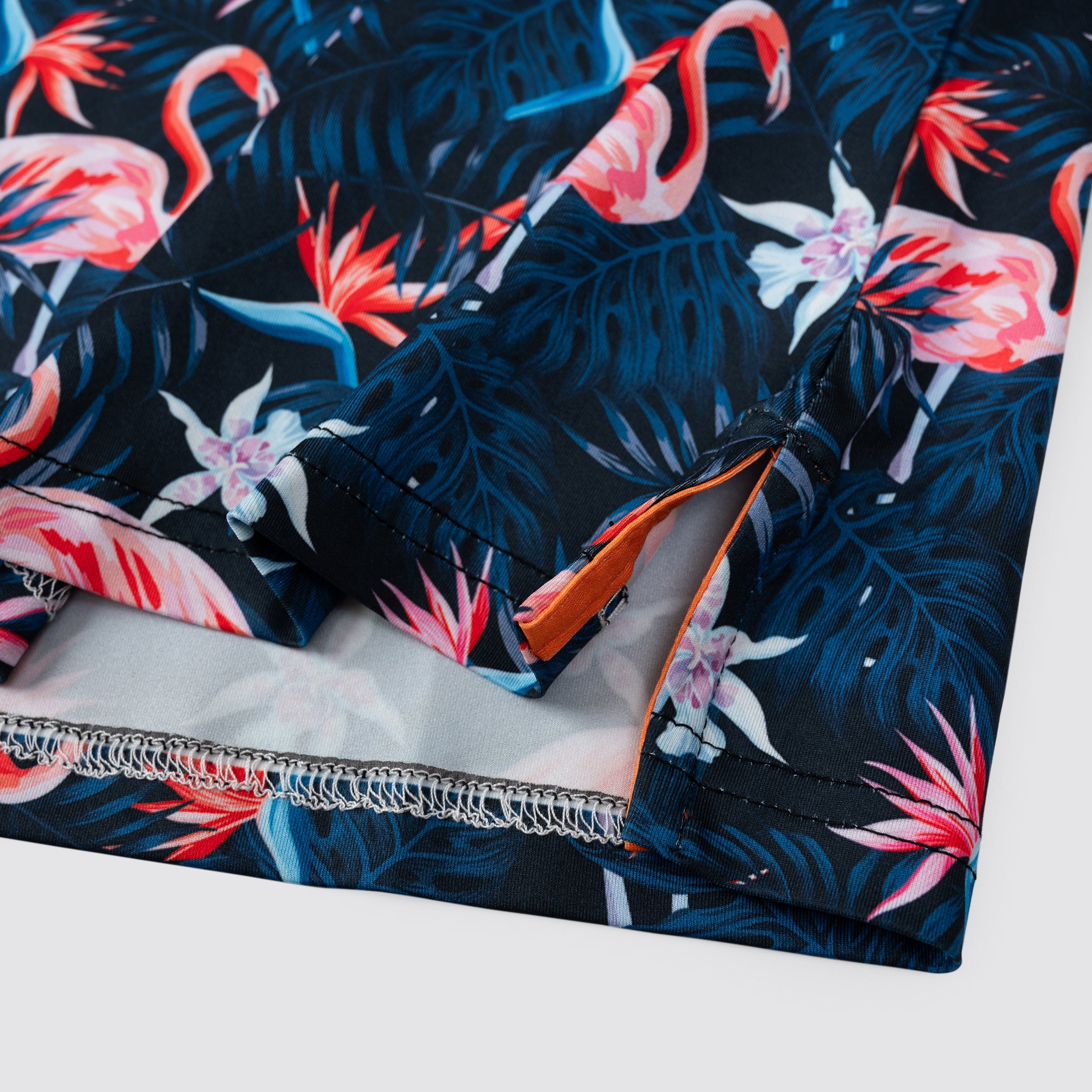 Navy Flamingo Tropical Floral Leaf Golf Polo Shirt for Men