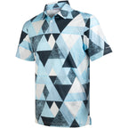 Blue Geometric Triangle Golf Polo Shirt for Men