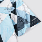 Blue Geometric Triangle Golf Polo Shirt for Men