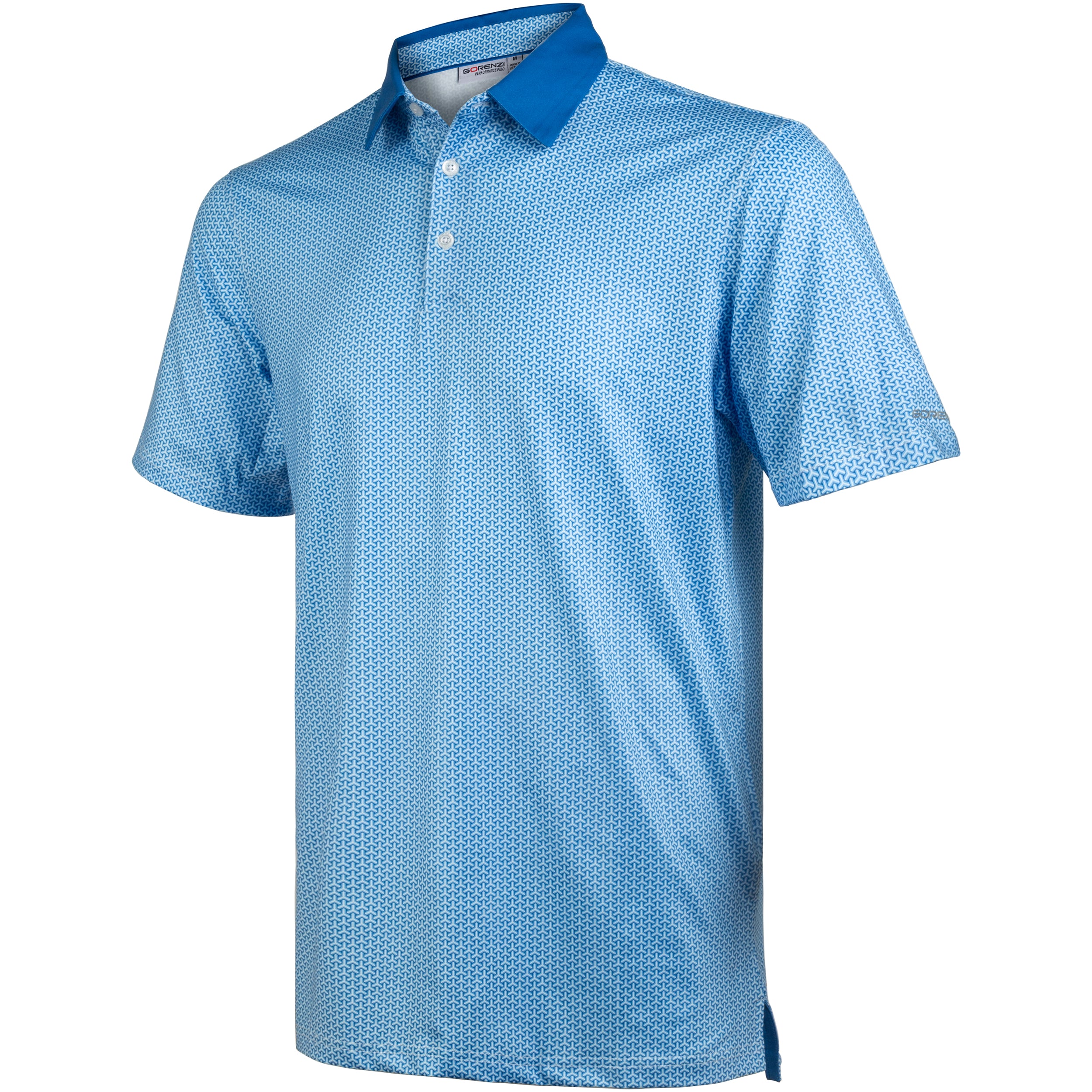 Blue Geometric Golf Polo Shirt for Men