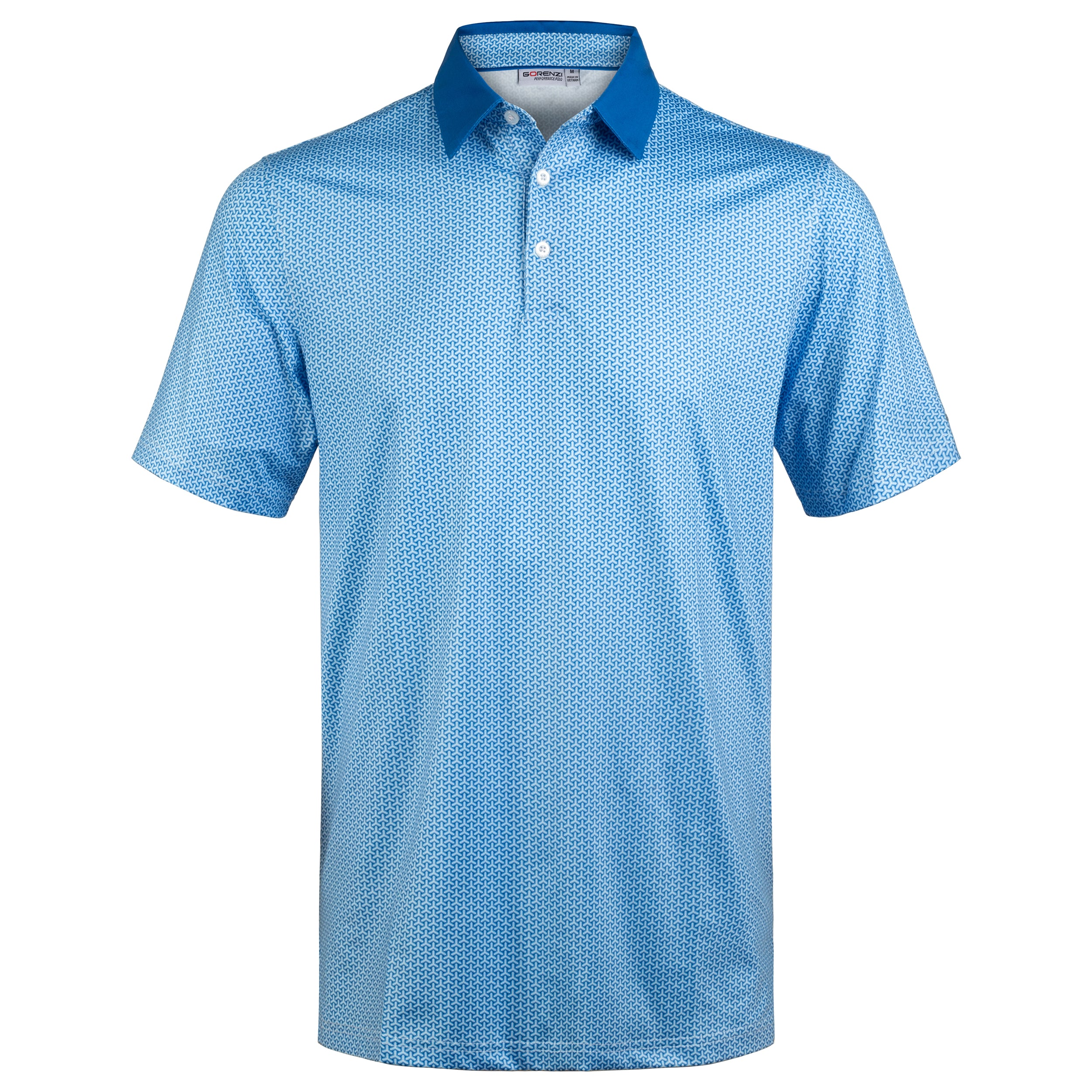 Blue Geometric Golf Polo Shirt for Men