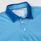 Blue Geometric Golf Polo Shirt for Men