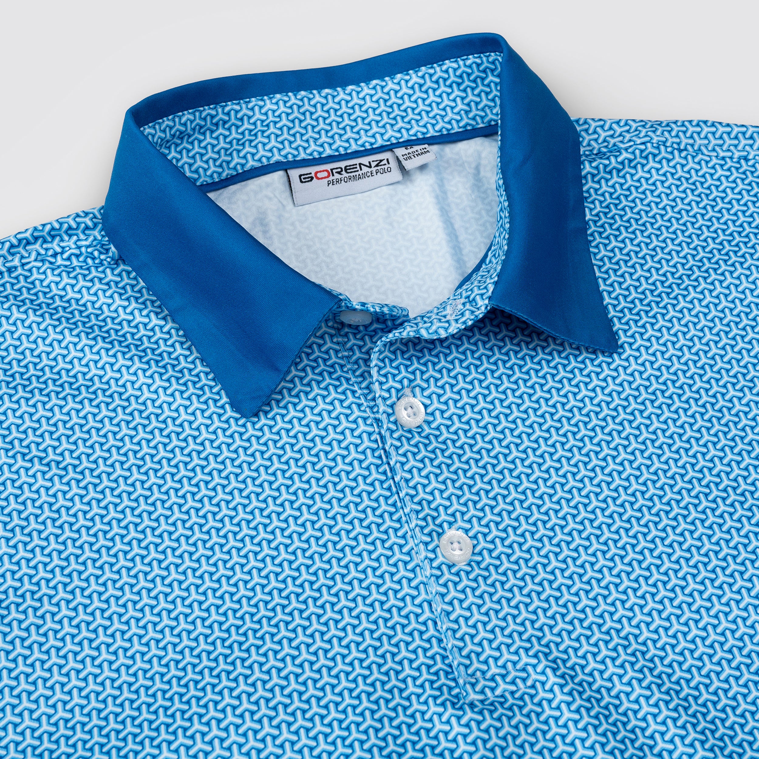 Blue Geometric Golf Polo Shirt for Men
