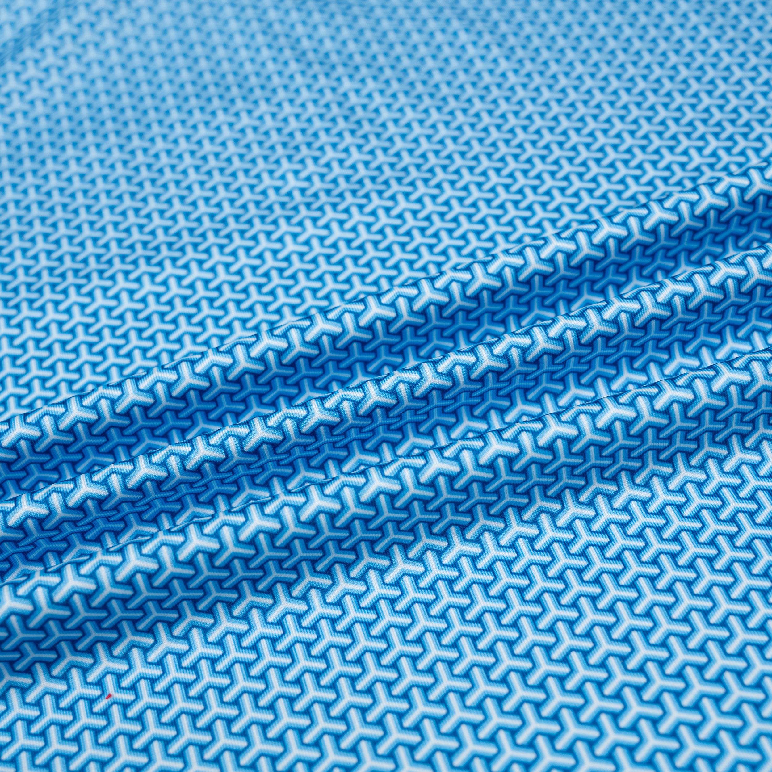Blue Geometric Golf Polo Shirt for Men