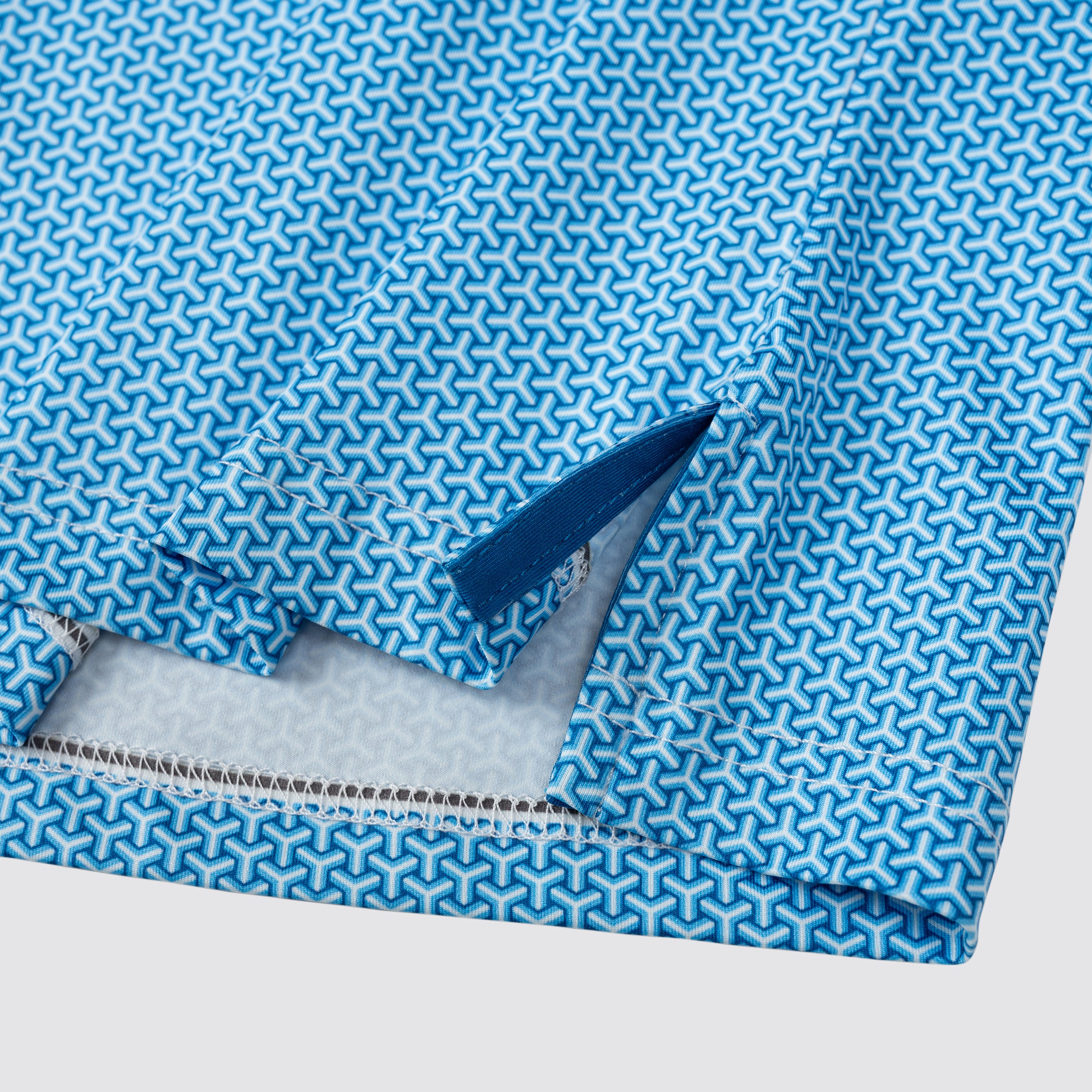 Blue Geometric Golf Polo Shirt for Men